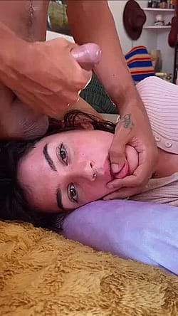 Love The Way She Maintains Eye Contact While He Uses Her Face To Cum'