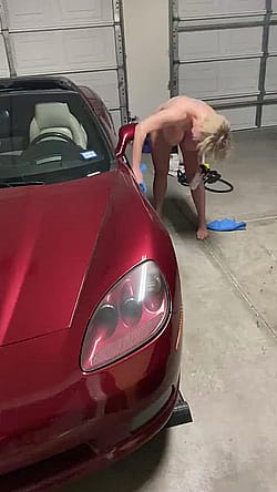 Cleaning Her Car'