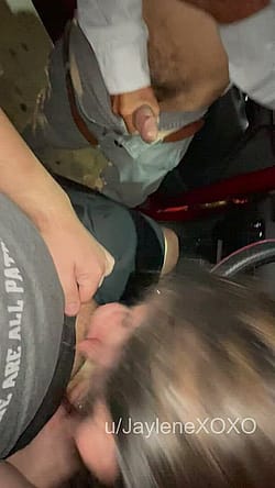 Sucking My Husband's Cock At A Sex Shop Parking Lot While Strangers Gathered Around And Jacked Off'