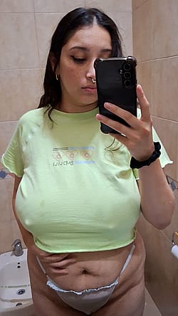 My tit and I almost didn't fit in the mirror lol'