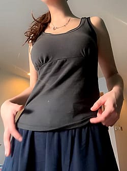 I felt cute in my skirt today so I wanted to do a titty drop to show off my outfit'