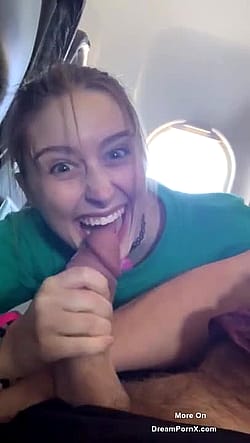 Pretty Teen Sucks a Big Cock on a Public Plane in Front of Everybody'