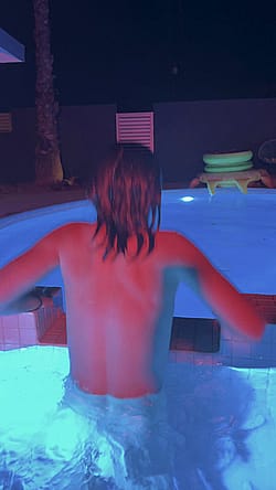 Enjoying a night in the pool'