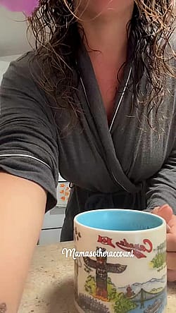 This milf has your coffee and breastfast ready'