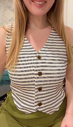 Wearing this cute top to a conference today but had to flash my tits to you before :3'