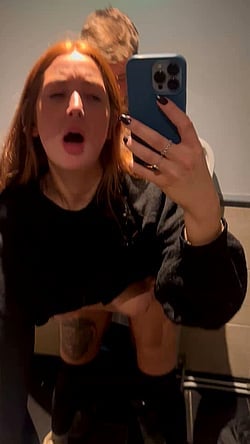 Sneaky Redhead Gets Fucked in the Bathroom by a Big Dick'