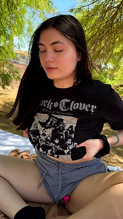Asian girl with huge tits flashing in public'