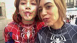 Two Cute Latina Sluts with Cum on Their Faces'