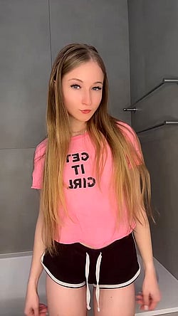 18yo Girl Alert: Pink Shirt, Long Hair, and Tits'