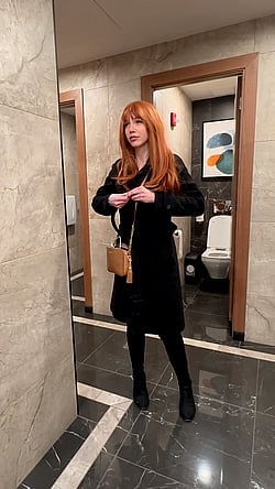 Wife Flashing in Public Bathroom: Ready to Fuck Anytime'