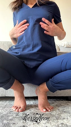 Naughty Nurse Teasing: 'I'm Super Horny Before Work' - Amateur, Brunette, Latina, Masturbating, Natural Tits, NSFW'