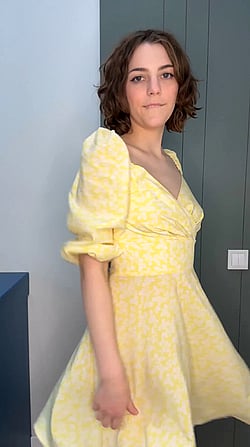 Yellow Dress Teen TikTok: 'Real Feast Waiting on My OnlyFans' - Boobs, Brunette, Celebrity, Natural Tits, TikTok, Tits'