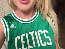 Bored Teen Shows Off Her Boobs in a Celtics Jersey'