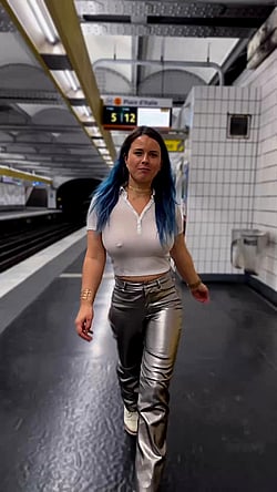 Walking Naked in the Subway: A Braless MILF's Tits Show'
