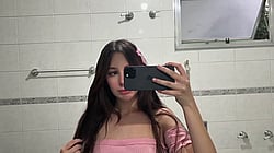 Sexy girl taking selfie in bathroom'