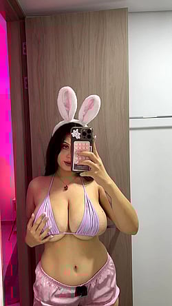 Big Tits Teen Takes Selfie in Purple Bikini'