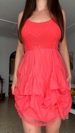 Pink Dress, Big Tits, Boobs, Tease: 'You can't resist to fill me up, if I go out in a dress without undies''