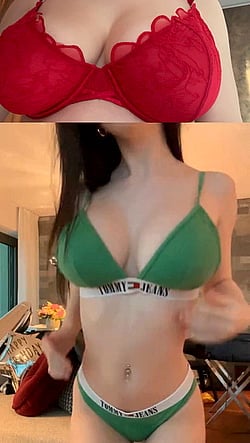 Slutty Green vs Red Lingerie: A Blonde's Cock-Cute Masturbating Solo'