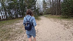 Whoops, Almost Got Caught This Time: Brunette Flashing in the Outdoors'