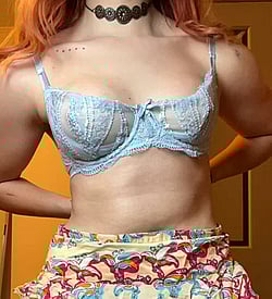 Busty Babe in Blue Lace Bra'